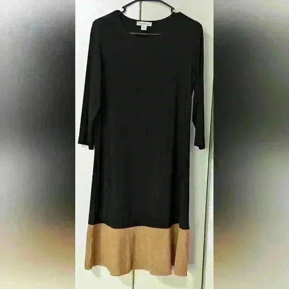 Coldwater Creek Dress Womens Small Black Brown Maxi Formal Spandex - Picture 1 of 9
